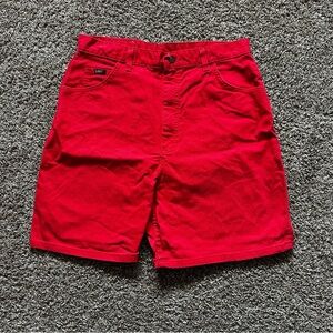 Vintage 90s Lee Red High Rise Denim Bermuda Shorts Size 16